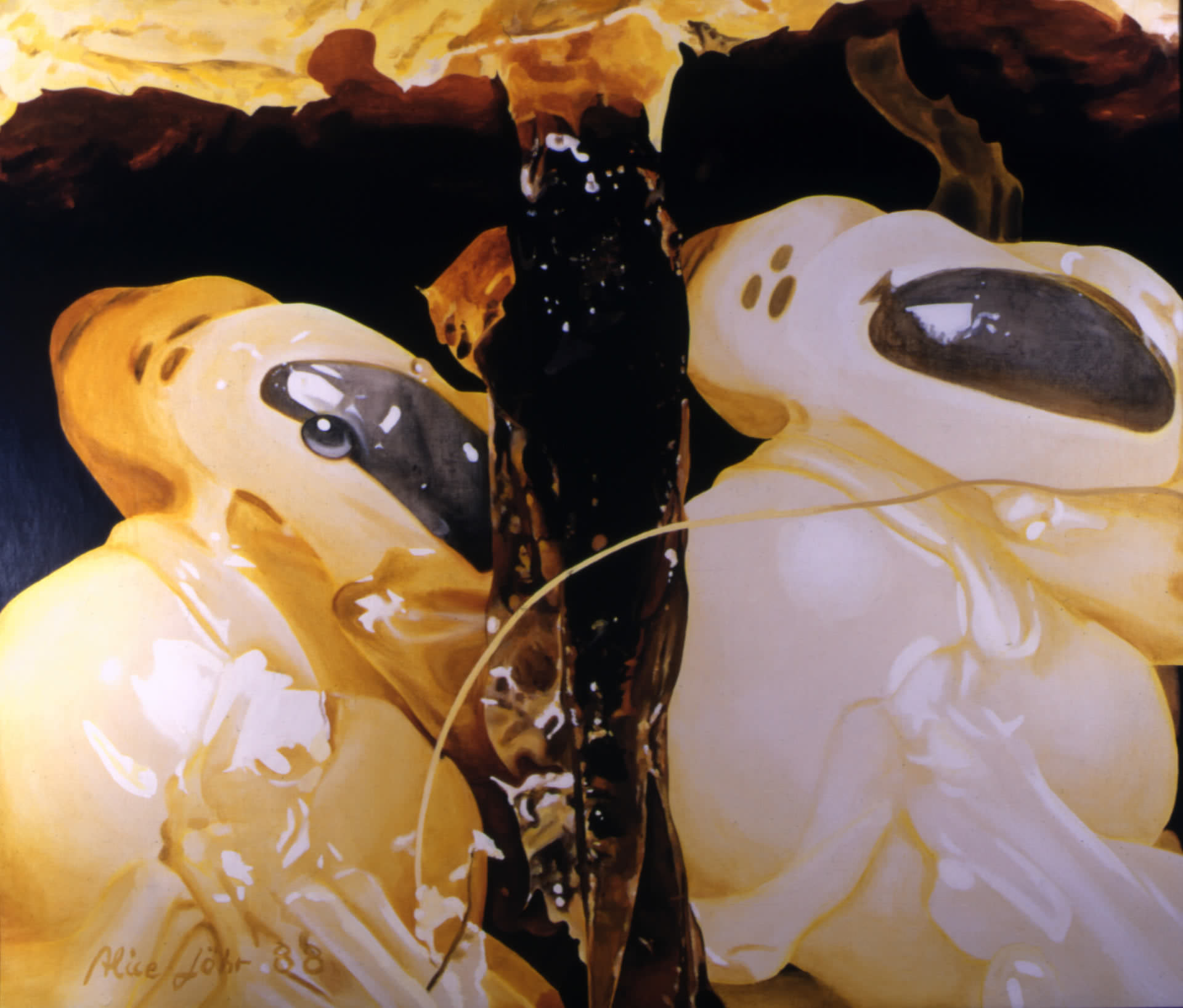 23. Serie Bienenlarven, Öl auf Jute, 200x 235 cm